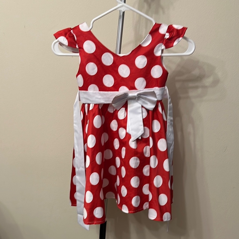 Red Polka Dot Dress with White Bow